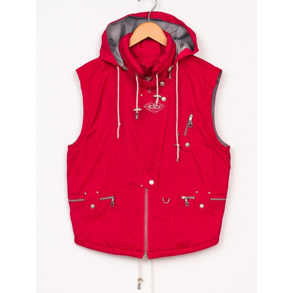 Vintage Y2K Killy Red Hooded Ski Vest Jacket Size 8 Recco Rescue System Outdoor